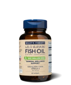 Wiley's Finest Easy Swallow Minis, 60 capsule molli con omega-3 EPA e DHA da pesce selvaggio dell'Alaska.